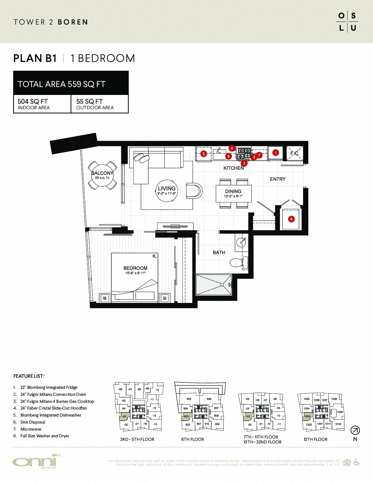 Floor plan for 1 bed, 1 bath, 504 sqft